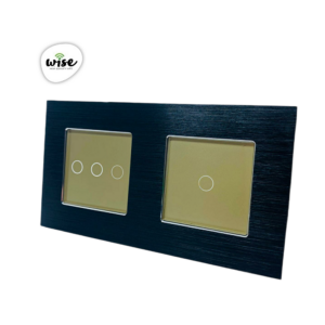 Wise modularni prekidači – 4 tastera – aluminijumski panel crno - krem