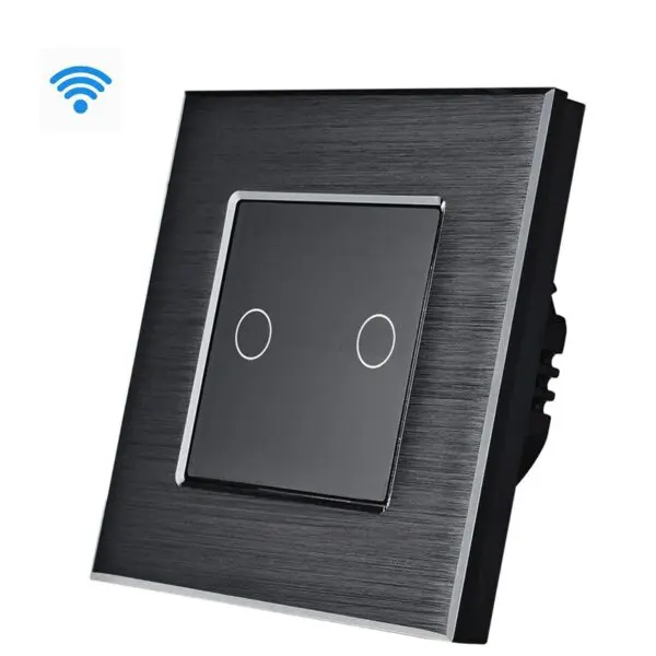 Wise pametni prekidač, 2 tastera, aluminijumski panel crni - Image 2