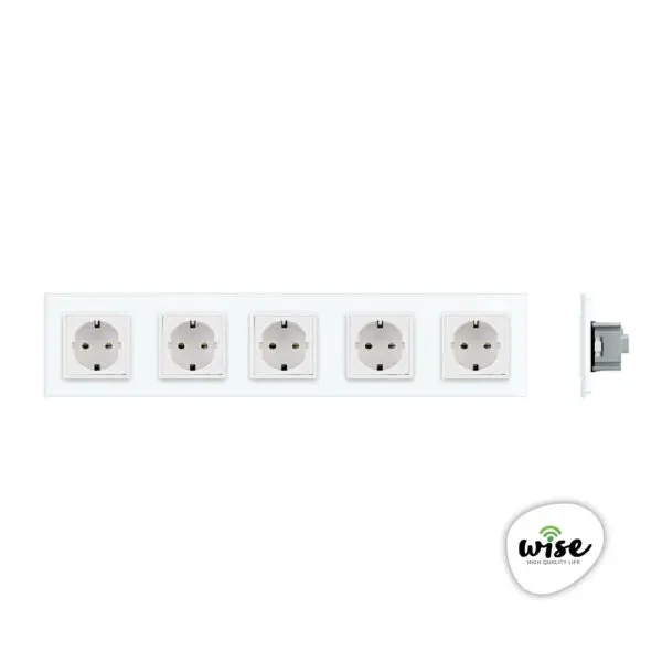 Wise modularni panel sa 5 utičnica – stakleni panel beli - Image 2