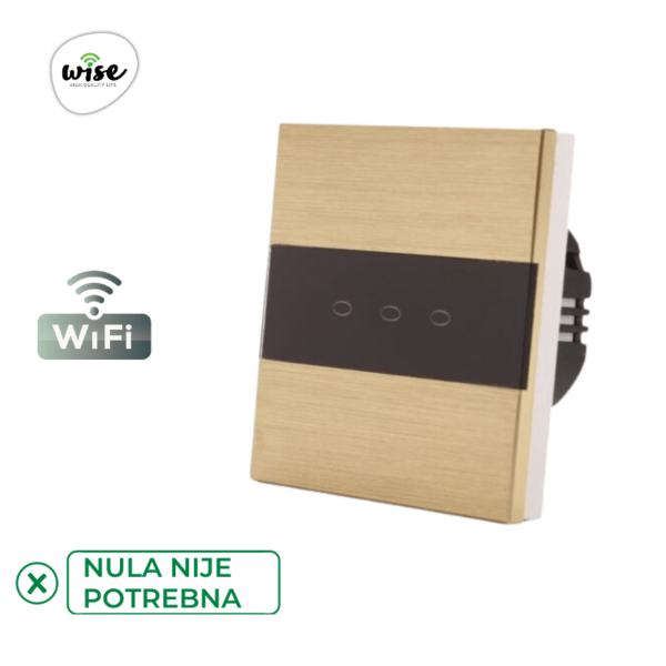 Wise pametni prekidač SLW – nije potrebna „nula“ žica – 3 tastera – aluminijumski panel - Image 5