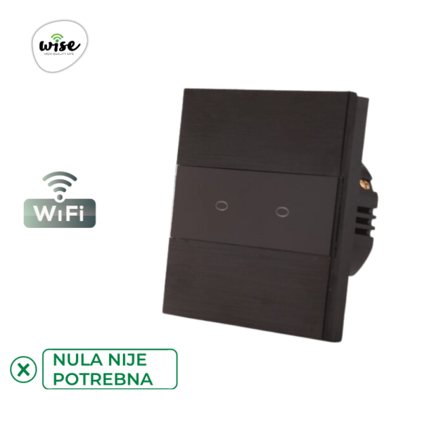 Wise pametni prekidač SLW – nije potrebna „nula“ žica – 2 tastera – aluminijumski panel - Image 6
