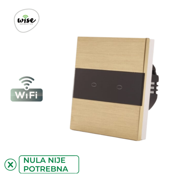 Wise pametni prekidač SLW – nije potrebna „nula“ žica – 2 tastera – aluminijumski panel - Image 4