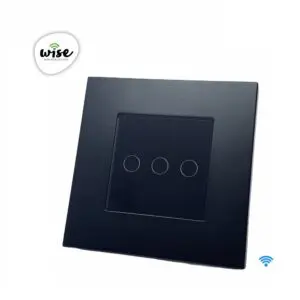 WISE pametni prekidač - 3 tastera, PVC mat panel crni