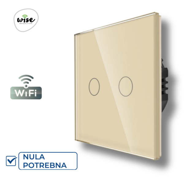Wise pametni prekidač 2 tastera – stakleni krem panel