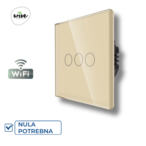 Wise pametni prekidač 3 tastera – stakleni krem panel
