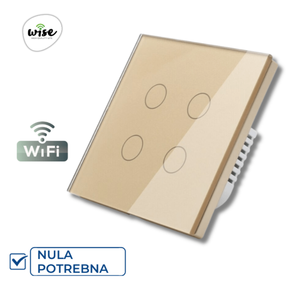 Wise pametni prekidač 4 tastera – stakleni panel krem