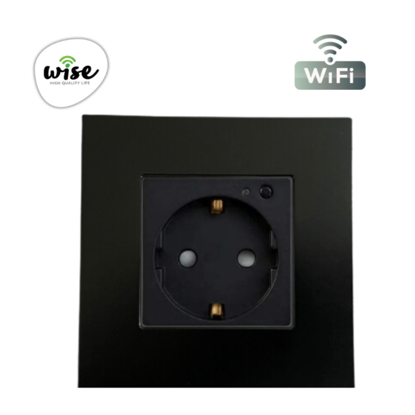 Wise pametna utičnica, ugradna 16a – MAT panel crna