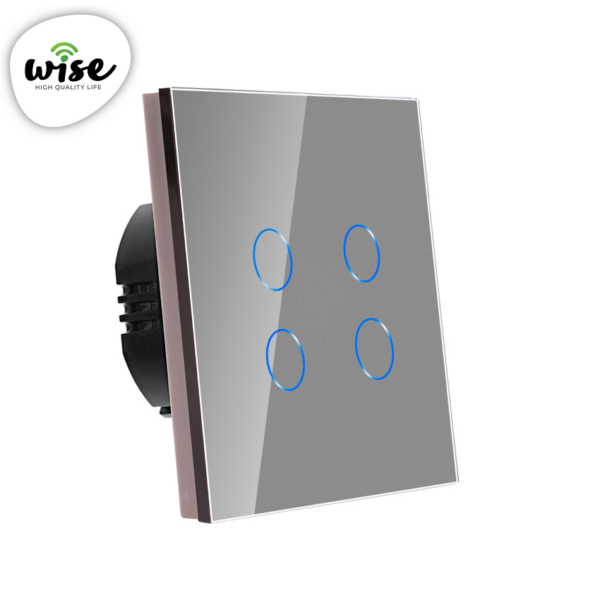 Wise pametni prekidač 4 tastera – stakleni panel crni - Image 4