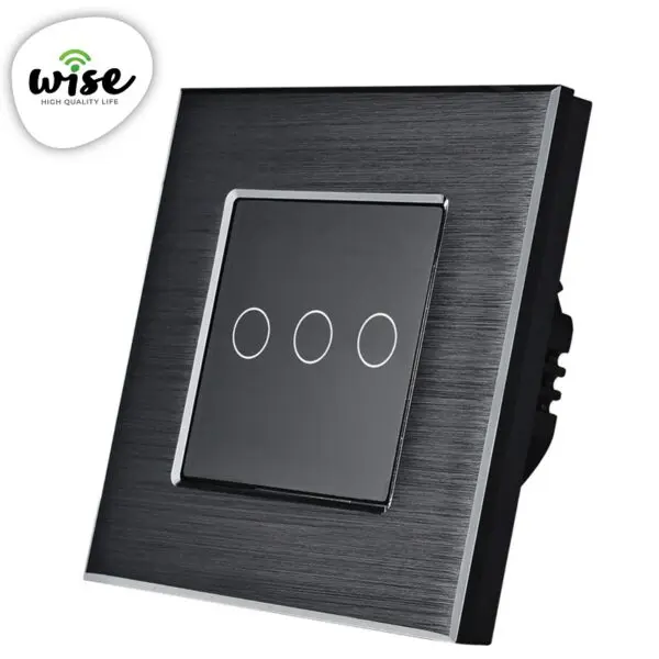 Wise pametni prekidač Wifi + RF, 3 tastera - aluminijumski panel - Image 3