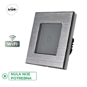 Wise pametni prekidač SLW – nije potrebna „nula“ žica – 1 taster – aluminijumski panel