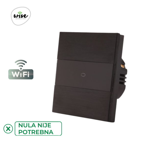 Wise pametni prekidač SLW – nije potrebna „nula“ žica – 1 taster – aluminijumski panel - Image 5