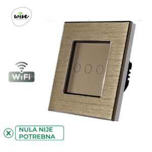 Wise pametni prekidač SLW – nije potrebna „nula“ žica – 3 tastera – aluminijumski panel
