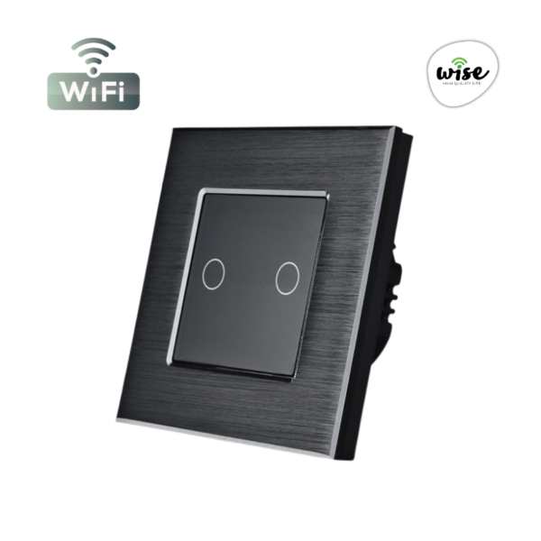 Wise pametni prekidač, 2 tastera, aluminijumski panel crni