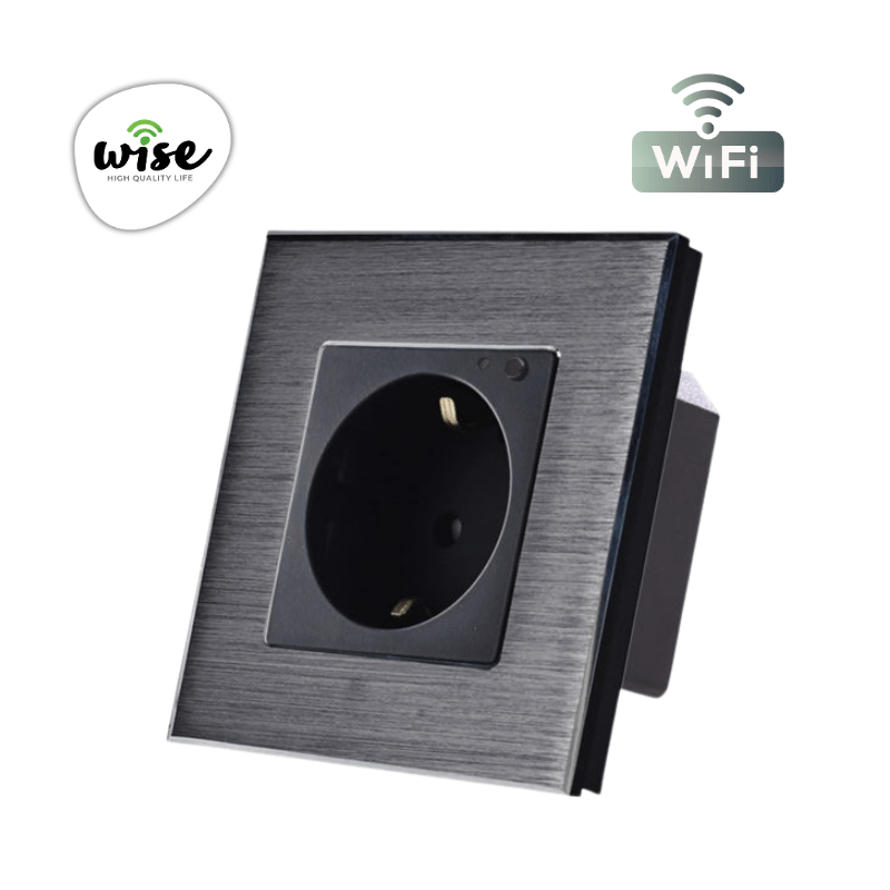 Wise pametna utičnica, ugradna – aluminijumski panel krem - Slika 3