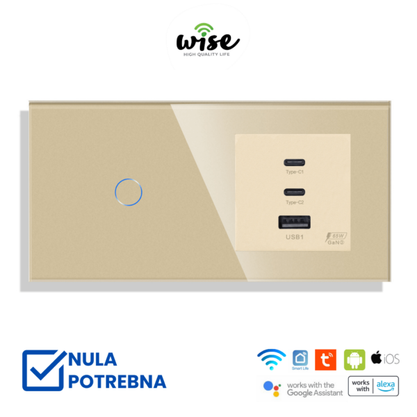 Wise modularni set prekidač 1 taster+punjač brzi 65w - Image 6