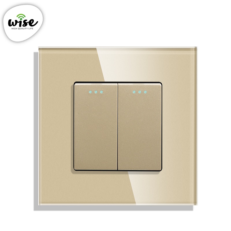 Prekidač mehanički, 2 tastera, stakleni panel - WISE