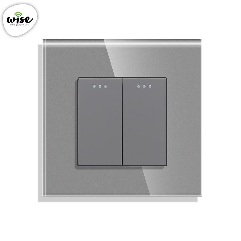 Prekidač mehanički, 2 tastera, stakleni panel - WISE - Slika 4