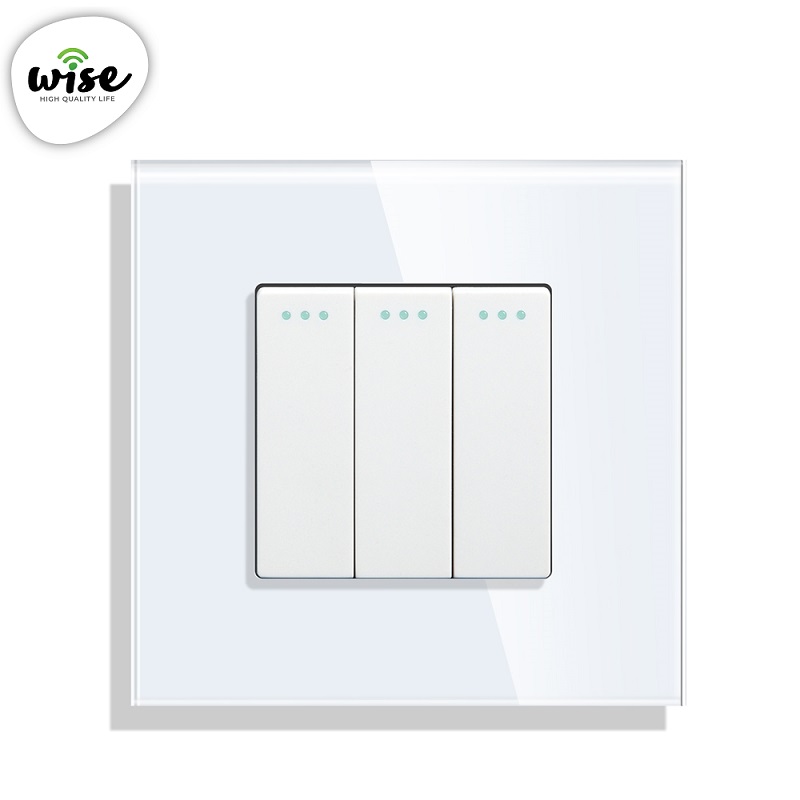 Prekidač mehanički, 3 tastera, stakleni panel - WISE - Slika 2