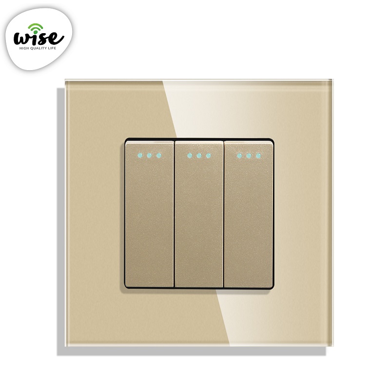 Prekidač mehanički, 3 tastera, stakleni panel - WISE - Slika 3