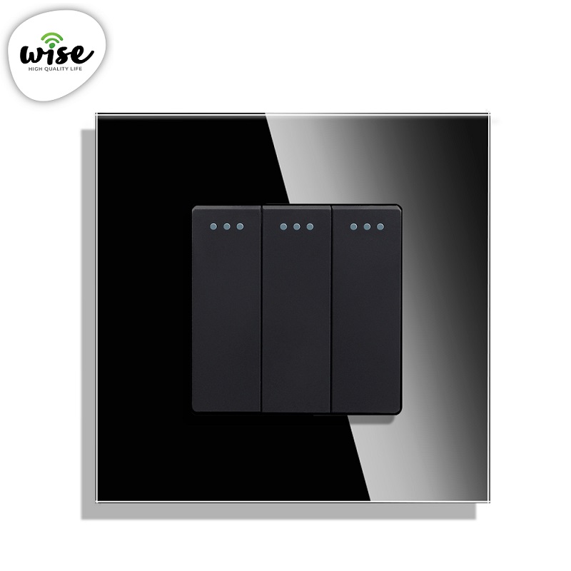 Prekidač mehanički, 3 tastera, stakleni panel - WISE