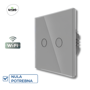 Wise pametni prekidač, 2 tastera – stakleni sivi panel
